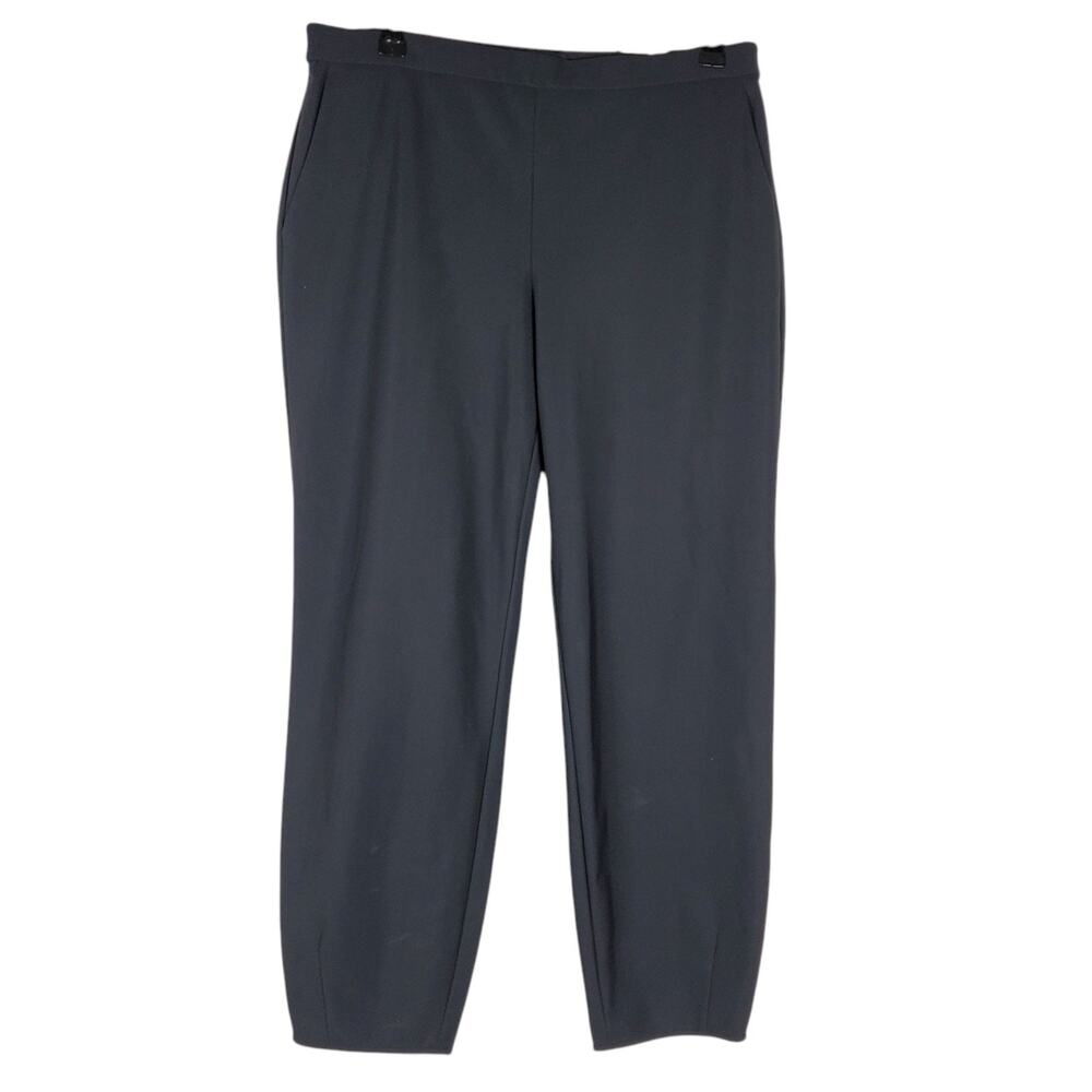 Theory Womens Tapered Dart Ponte Pant Sz L Black Pull On Cropped Pockets Stretch - Picture 2 of 16